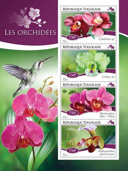 2014 TOGO MNH. ORCHIDS   |  Y&T Code: 4318-4321  |  Michel Code: 6396-6399