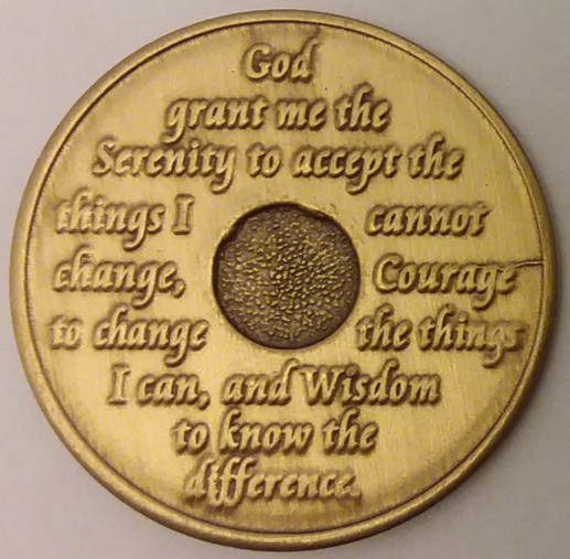 Alcoholics Anonymous 1 Year Recovery Sobriety Brass Token