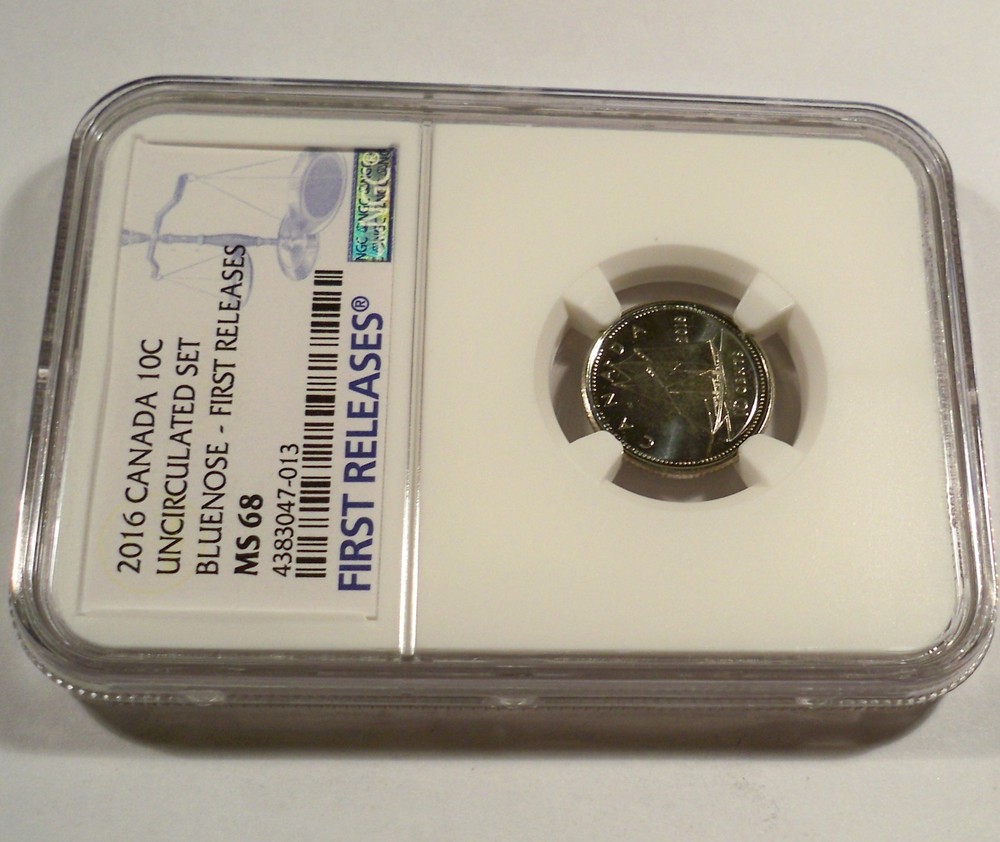 2016 NGC MS68 CANADA DIME BLUENOSE 10c MS 68
