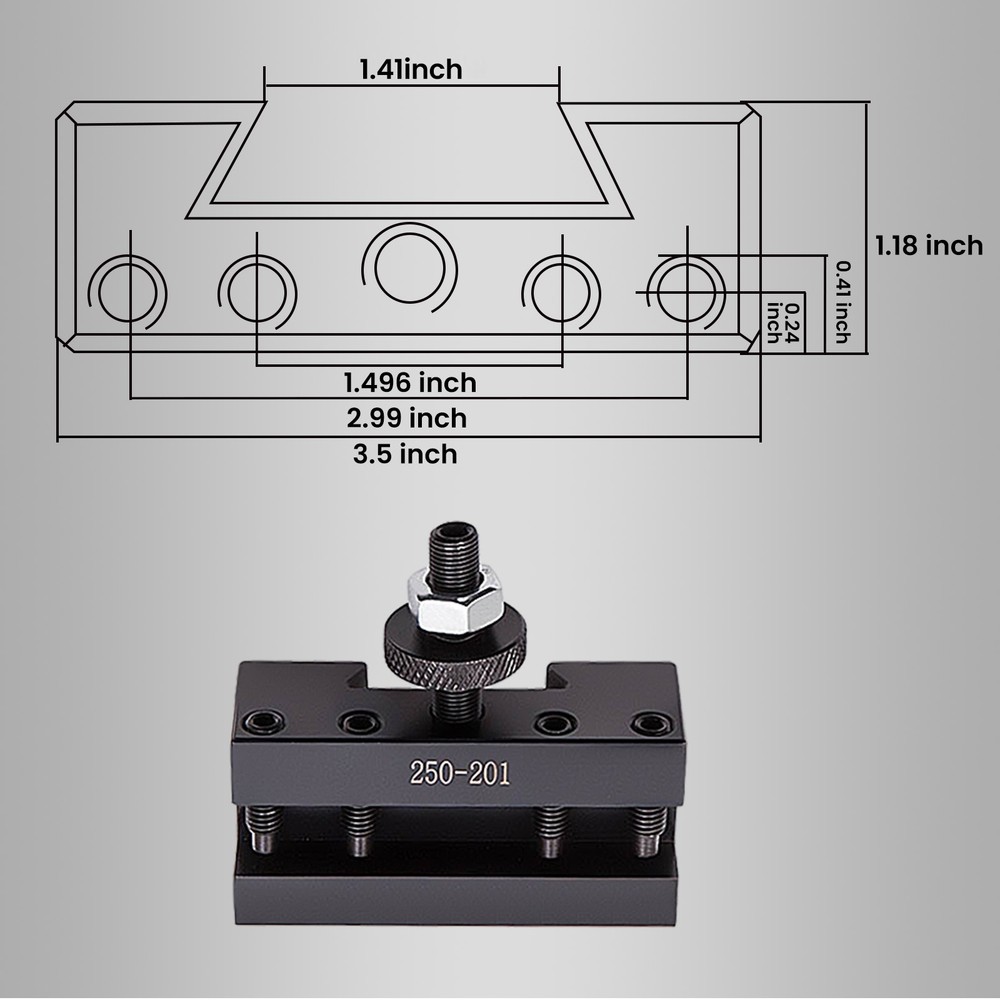 5-pcs Quick Change Turning & Facing Lathe Tool Post 1/4 - 5/8" square diamete