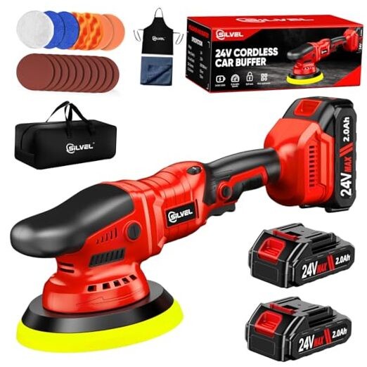 Cordless Car Buffer Polisher, Car Polishing Kit Cordless Car Buffer-24V Red