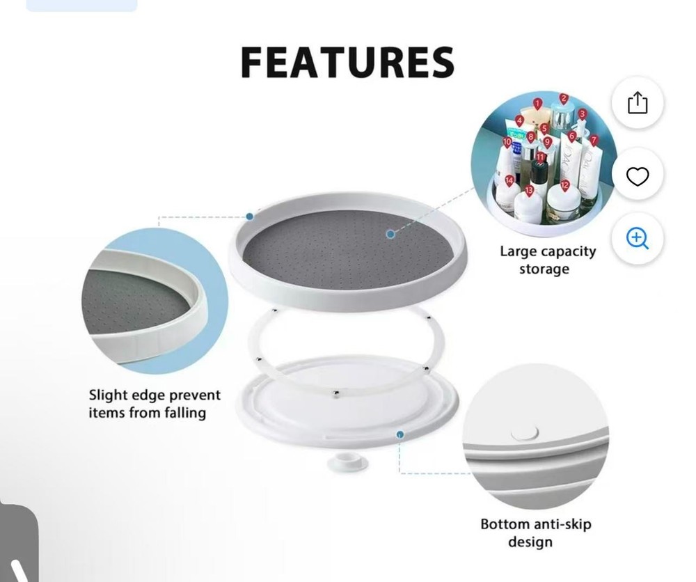 10'' Lazy Susan Cabinet Organizer & Storage for Pantry, Rotating Spice Rack Turn