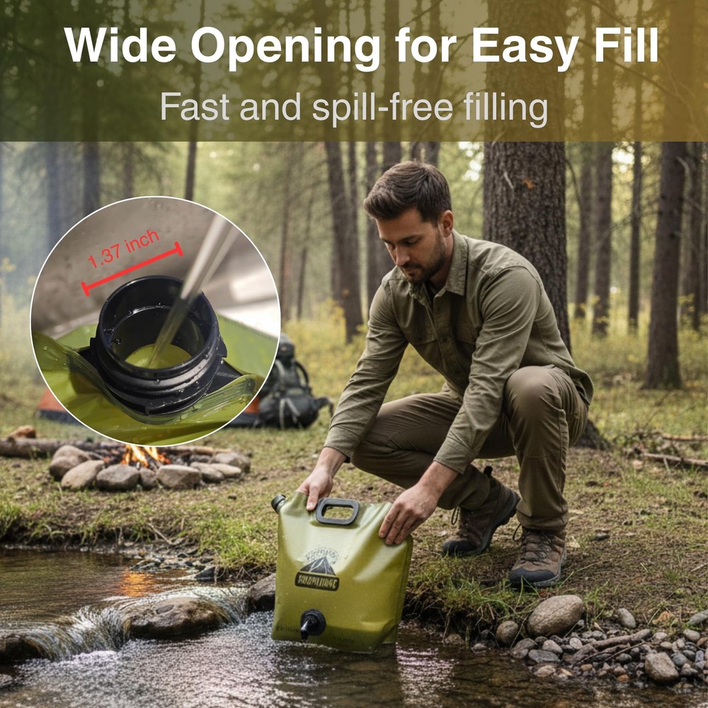 CoreMuse Camping Water Container 2 Gallon 270.5 Ounces, 2 Pack Green