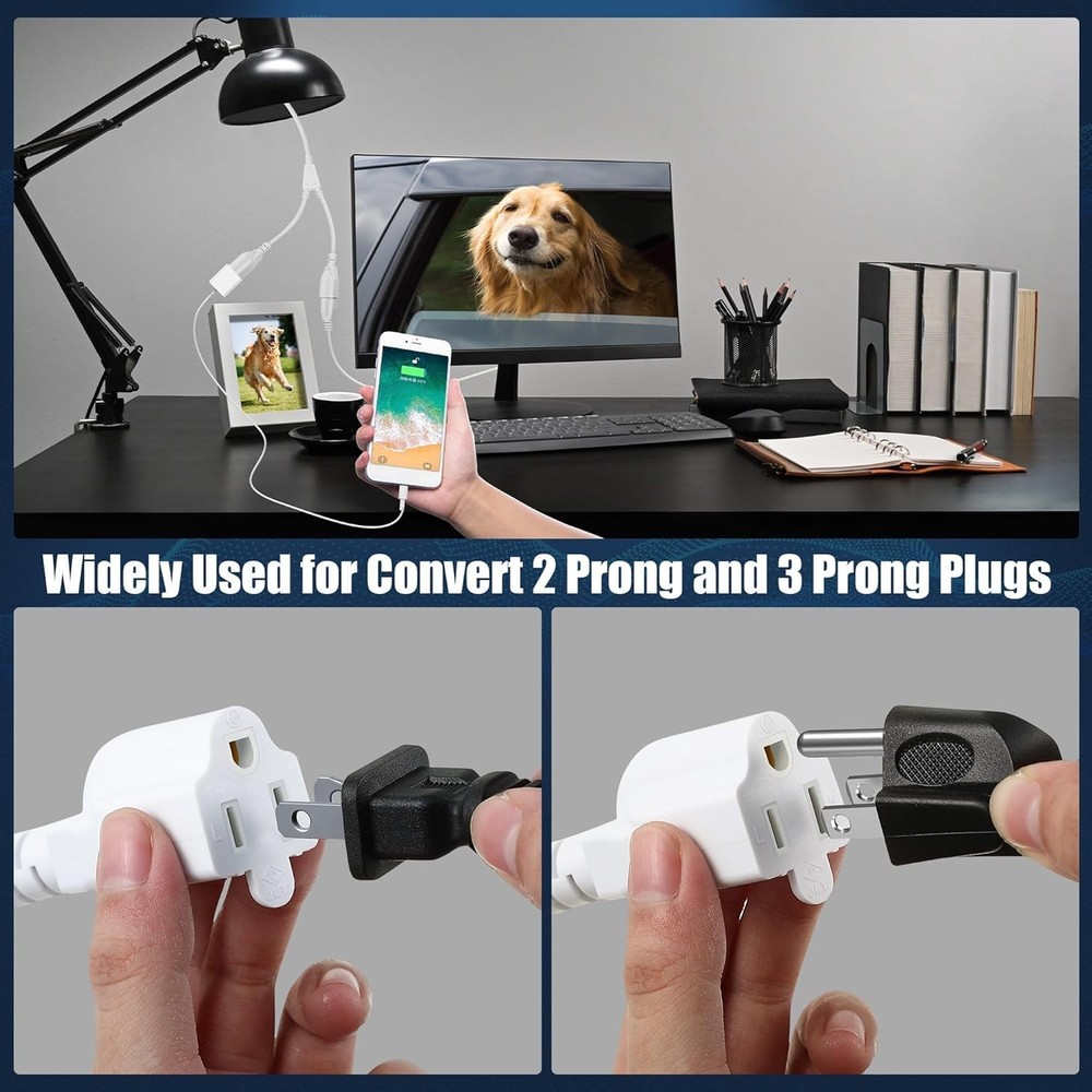 "2 in 1 Light Socket to Plug Adapter, Convert E26/E27 Bulb Socket to 2 Pieces ..