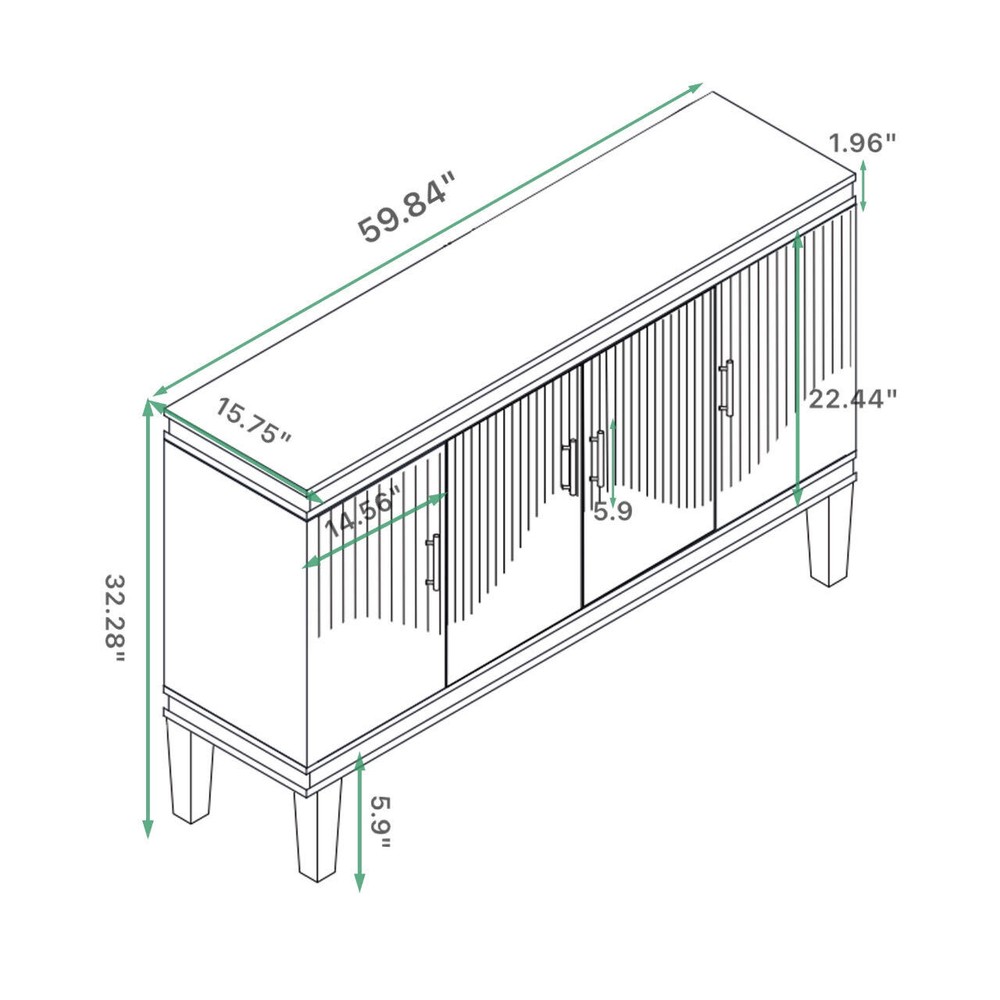 59.84''Large Size 4-Door Cabinet,Sideboard