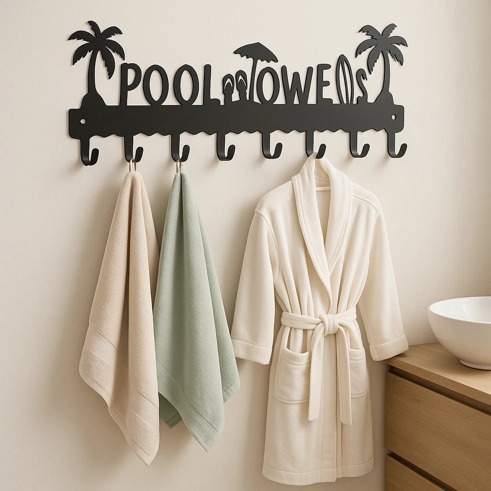 Coconut Tree Metal Wall Art with Hooks Waterproof Rustproof Coastal Decor