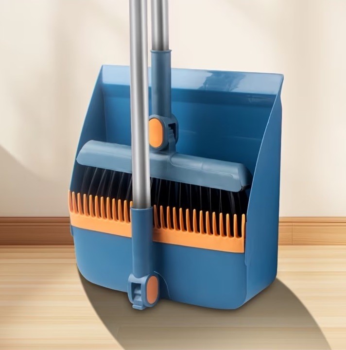 Blue Broom Dustpan Squeegee Set Heavy Duty Extendable