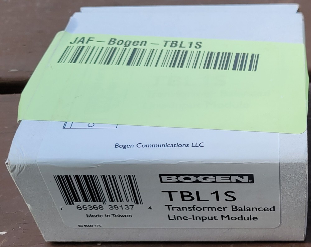 NEW Bogen TBL1S Transformer Balanced Auxiliary Input Module