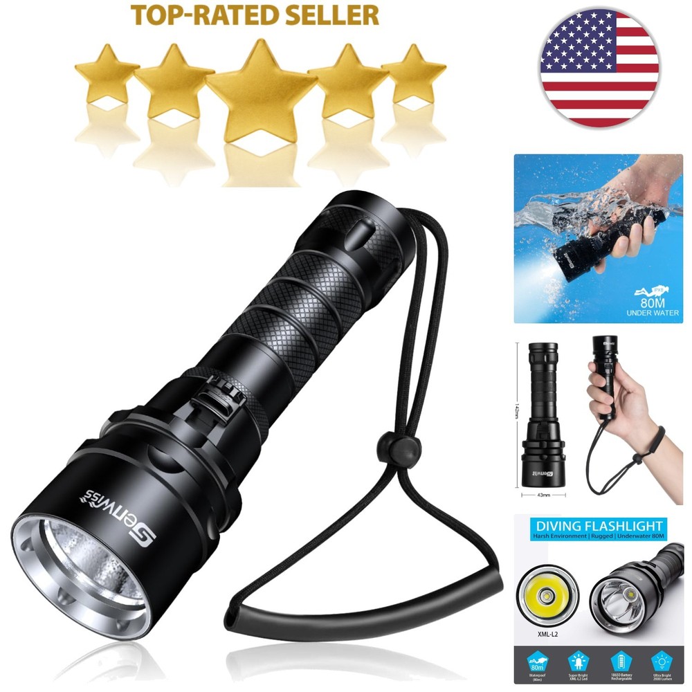 XM-L2 LED Dive Torch Waterproof Underwater Light