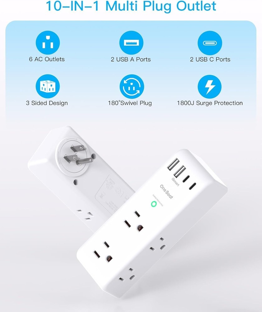PowerHub 10-in-1 Surge Protector & USB Outlet Extender