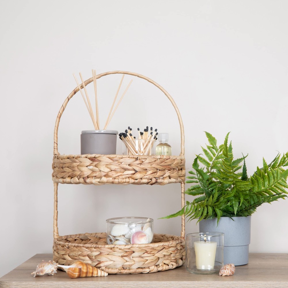 Water Hyacinth 2-Tier Tray, Natural