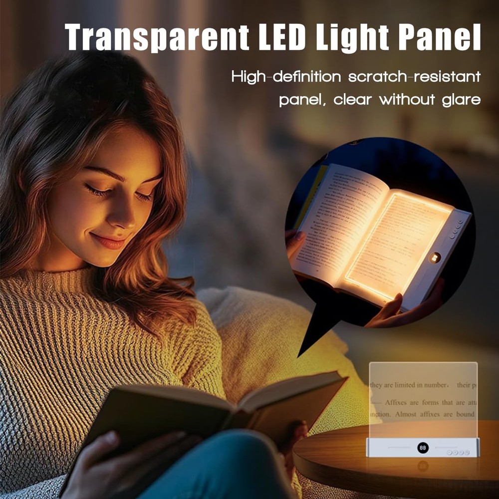 Flat Book Light With 3 Colors Timer Dimmable Full Page Reading Lamp