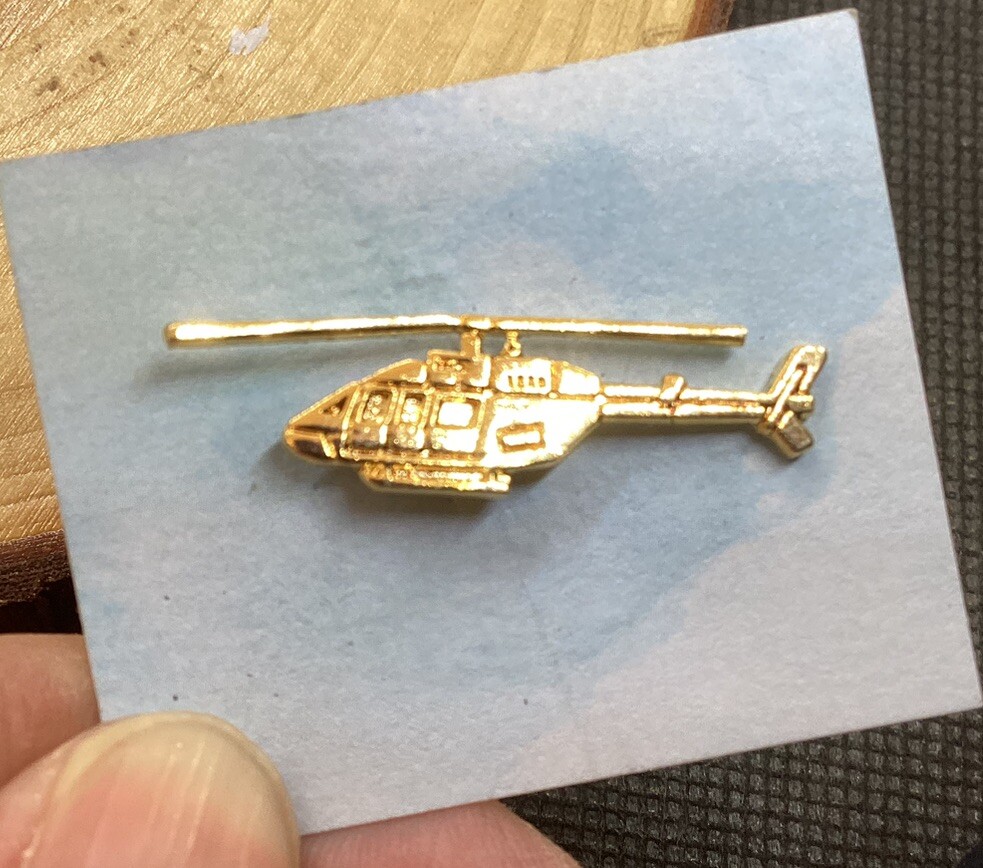 Gold Toned Helicopter Lapel Hat Pin