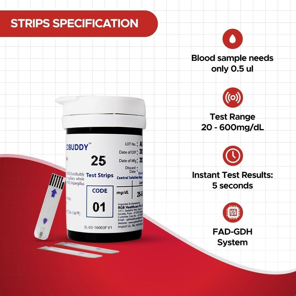 Blood Testing Glucose Test 100 Strips For Glucometer Machine @VI