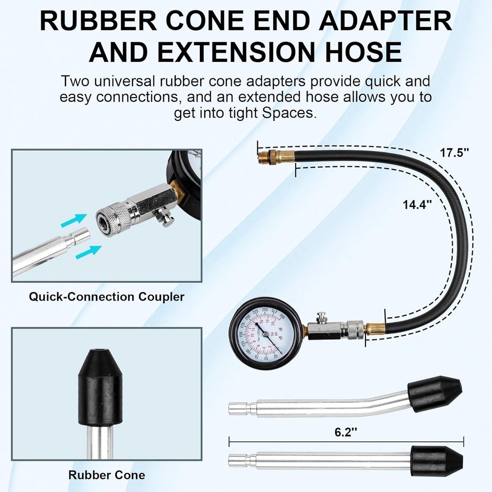 8pcs Petrol Engine Cylinder Compression Tester Kit, Small Engine Compression ...