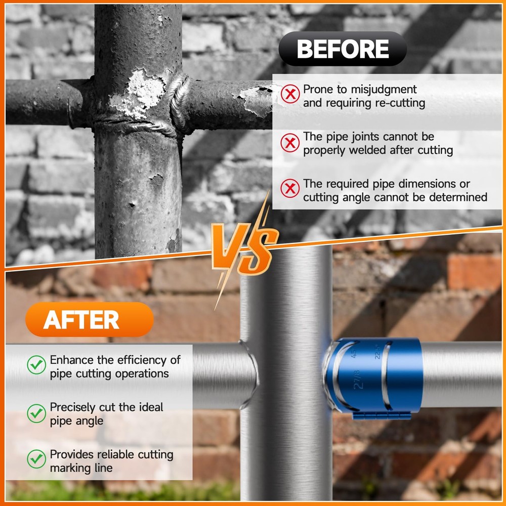 Pipes Saddle Template,Metal Pipe Cutting Guide Kit,Pipe Coping/Notching Tool,...
