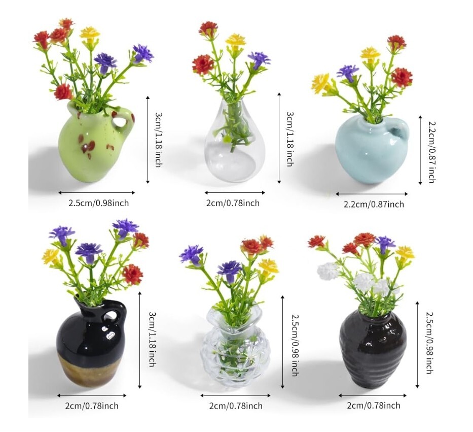 Mini Vase, Cute Magnetic Ceramic Vases (6 Pack)