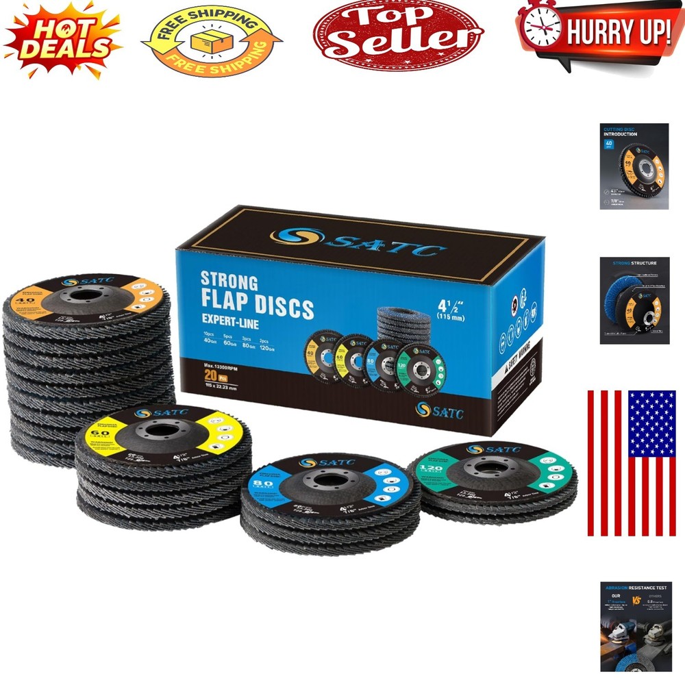 20PCS Zirconia Flap Disc Set for Angle Grinders