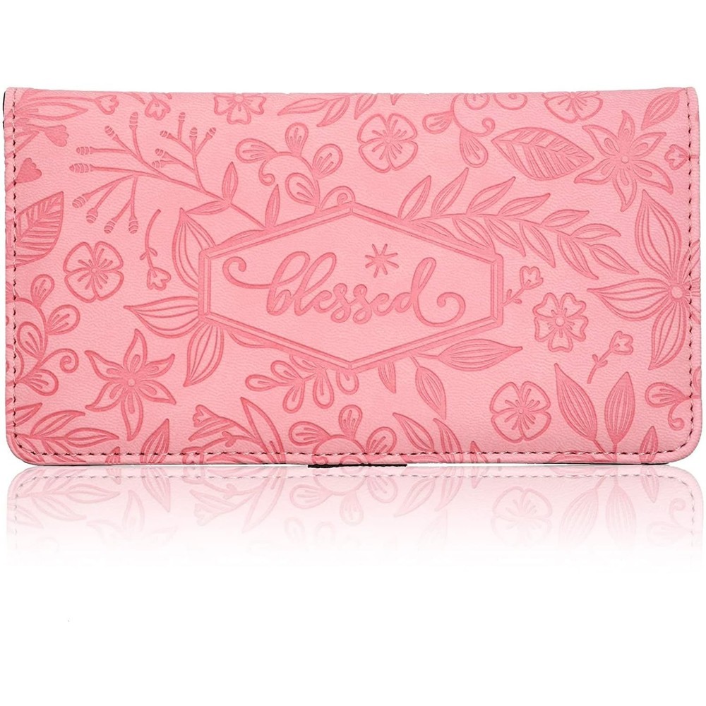 Embossed Checkbook Cover Floral Pattern Check Book Covers RFID-Blocking