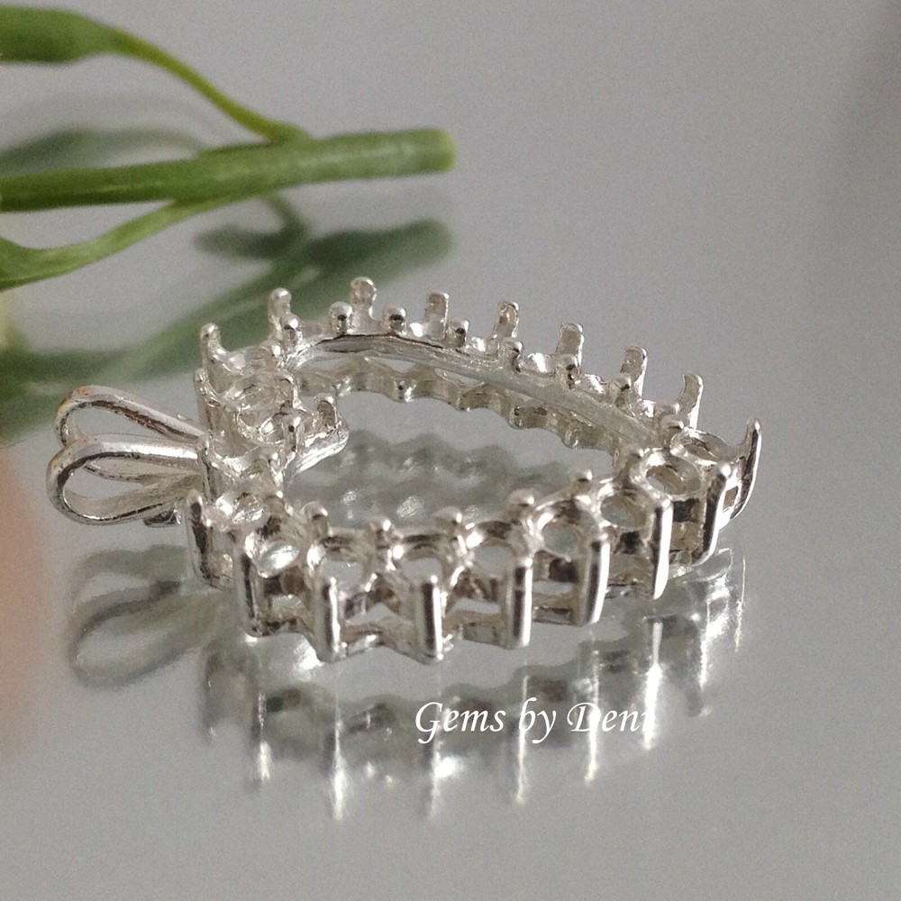 Cluster Heart Pre-Notched Solid Silver Pendant Setting