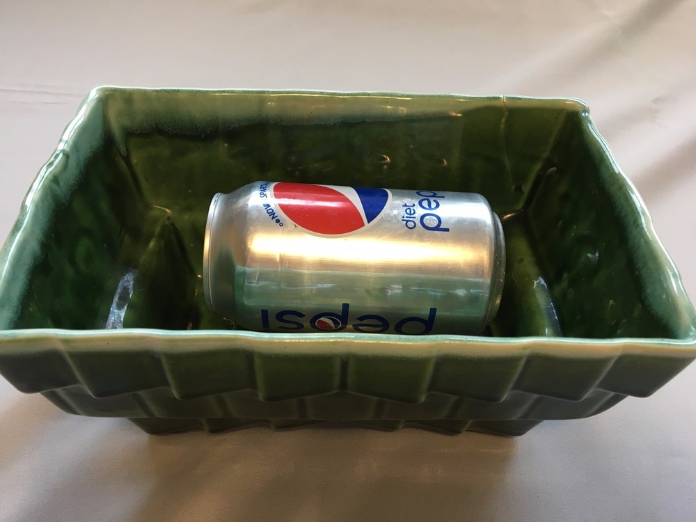 Cookson Pottery Green Geometric Rectangular Pottery Planter #2808