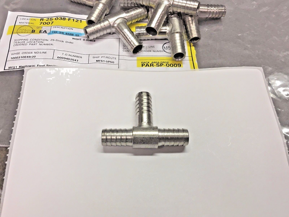 Stainless Fitting TEE 3/8 Barb