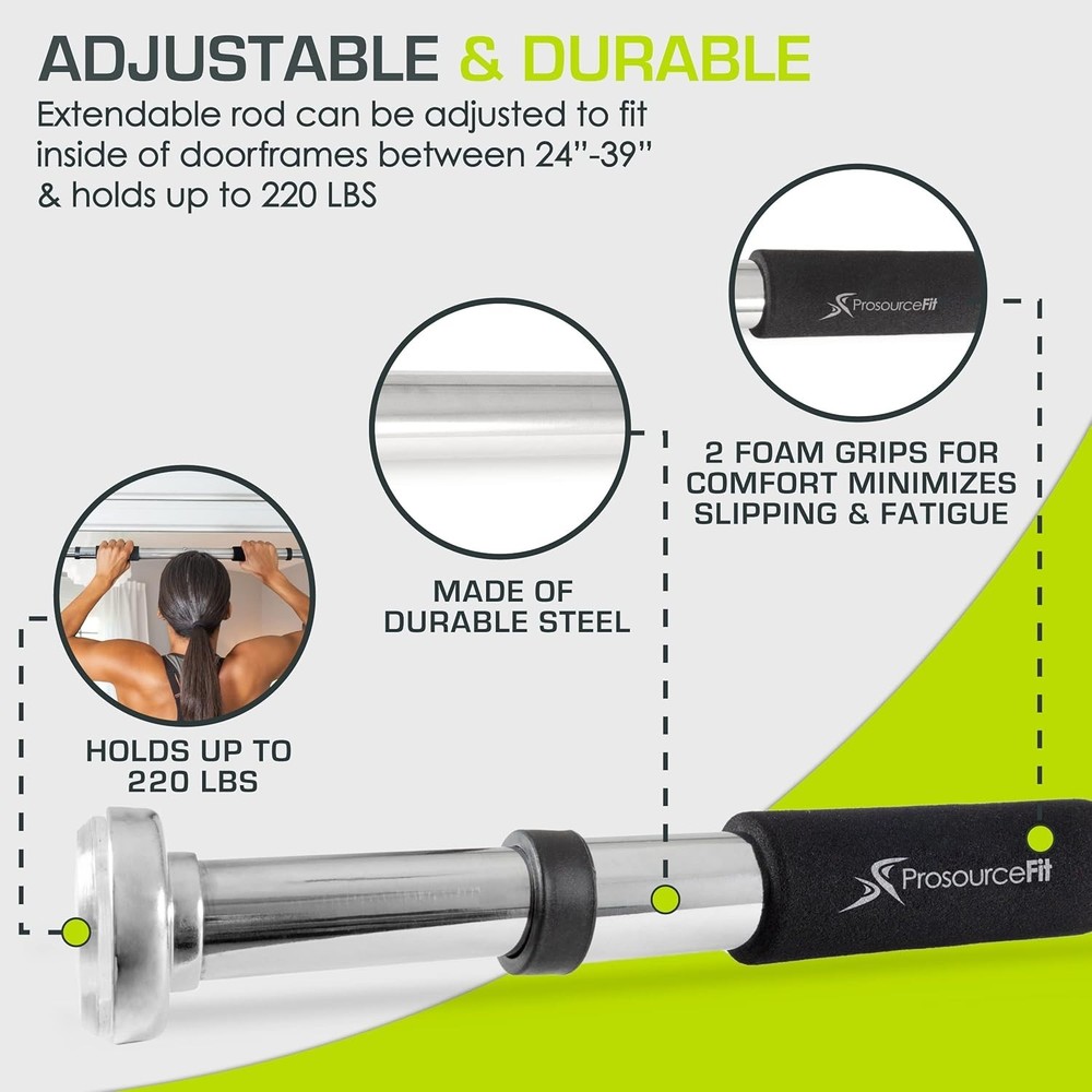 Versatile Pull Up/Chin Up Bar - Adjustable 24-39 Inch for Multi-Use Exercises