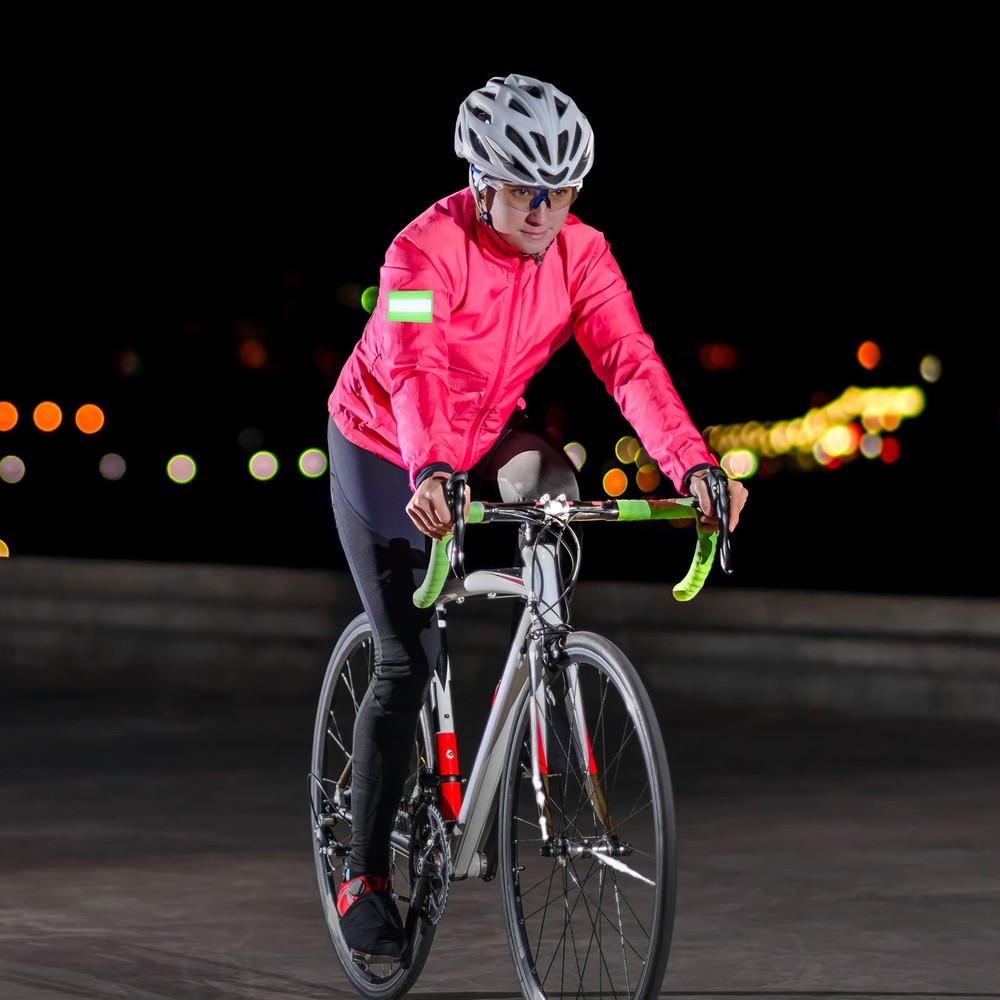 Reflective Patch 2"x3" 4pcs Hook and Circle Closure Black Green