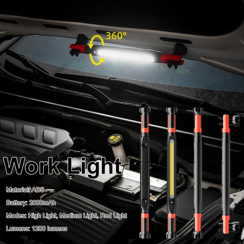 Magnetic Led Work Light USB Rechargeable Flashlight Handheld/Hanging Workshop