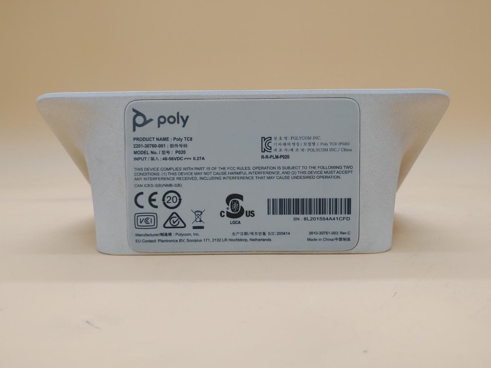 Poly TC8 Video Conferencing 8" High-Resolution Touch PoE Controller (P020)