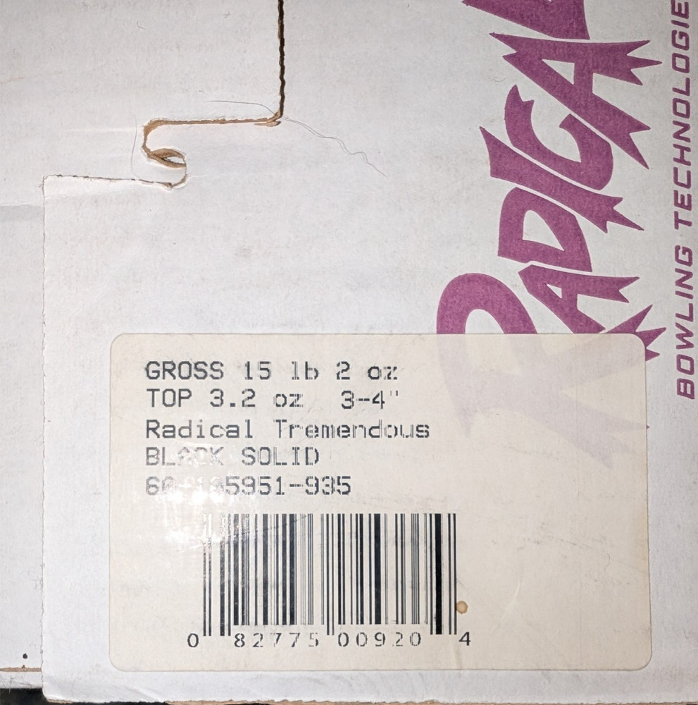 NIB 15lb Radical Tremendous Solid Bowling Ball