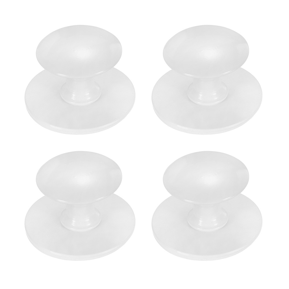 4 Pack Adhesive Cabinet Knobs, Round Stick on Drawer Knobs, White