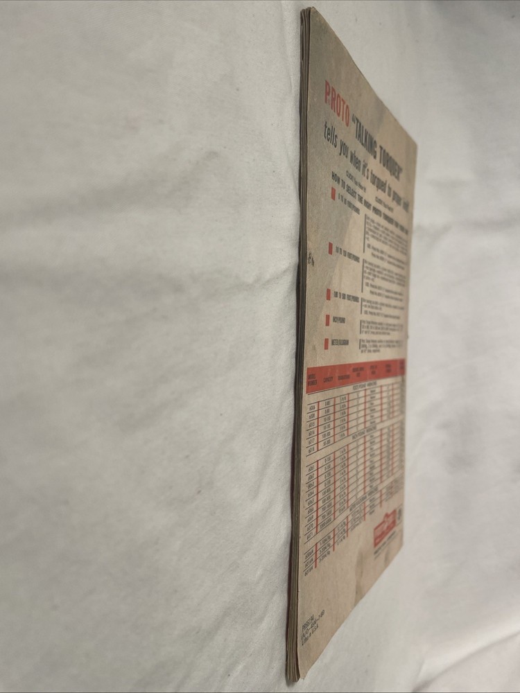Proto Tool Torque Handbook Manual Specification Data 1966