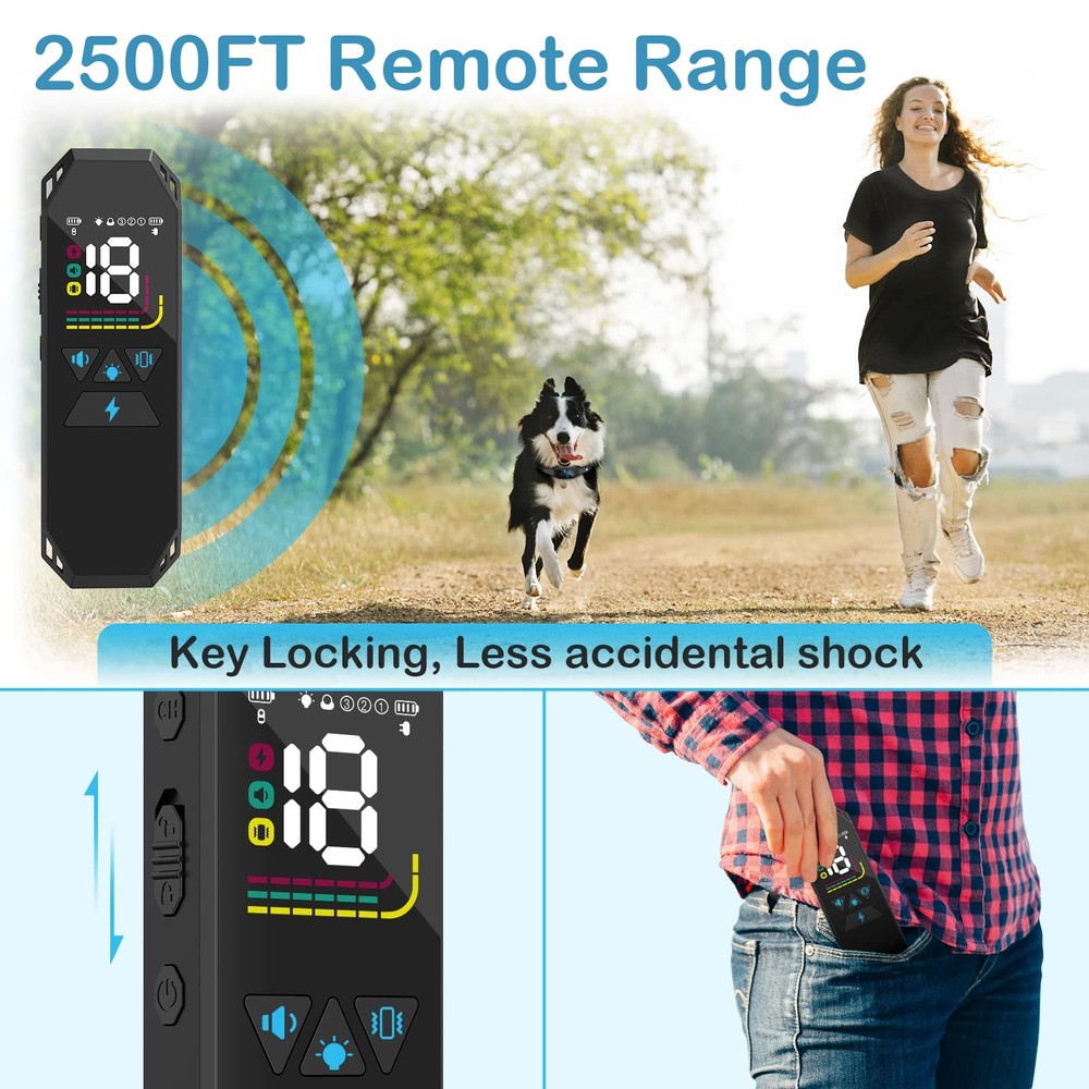 Dog Training Collar with Remote Control, 2500FT Coverage Range and 4 Training...