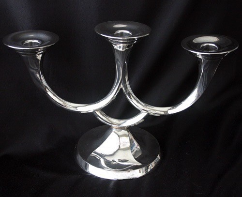 Vintage 800 Silver Three Light Candlestick Germany BOHM HUGO