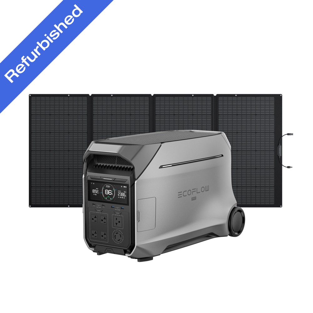 EcoFlow DELTA Pro 3 4kWh+400W Solar Panel Solar Generator Certified Refurbished