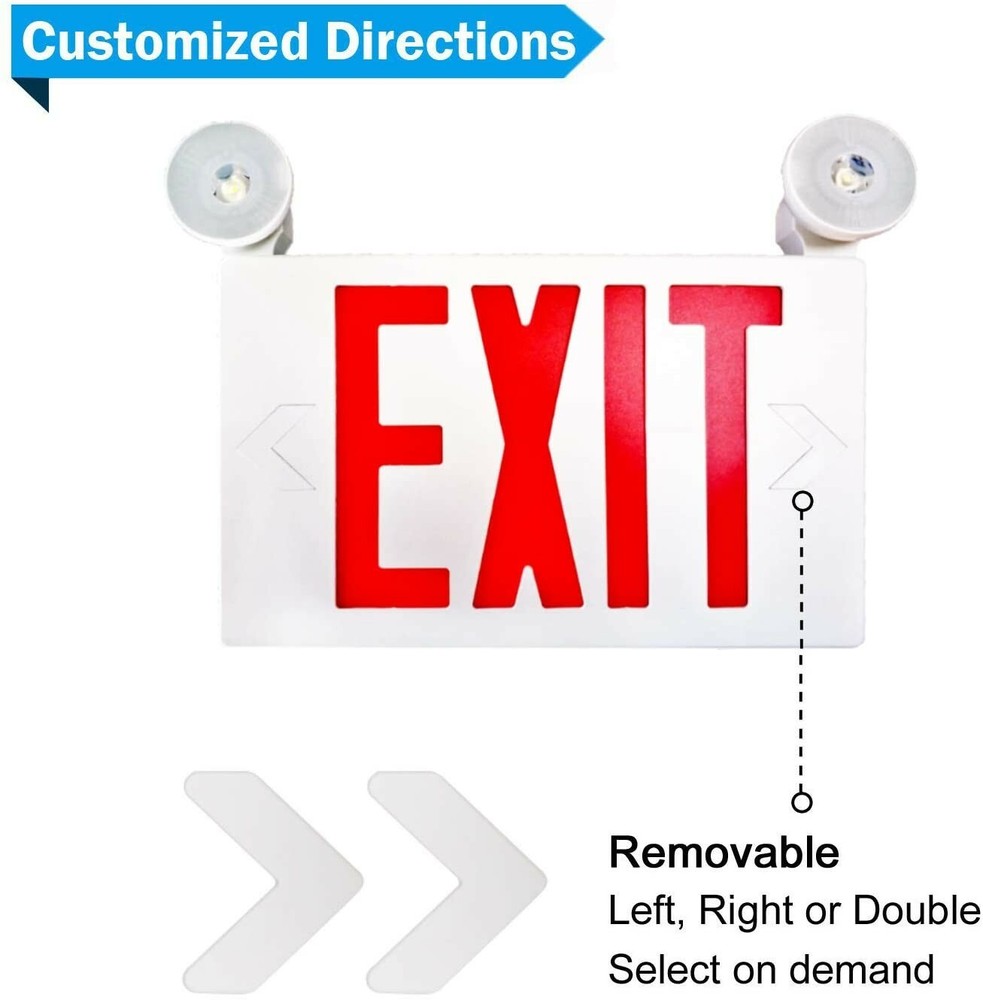 Spectsun 4 Pack Red LED Exit Sign&Emergency Lights Exit Sign Lighting Buniess