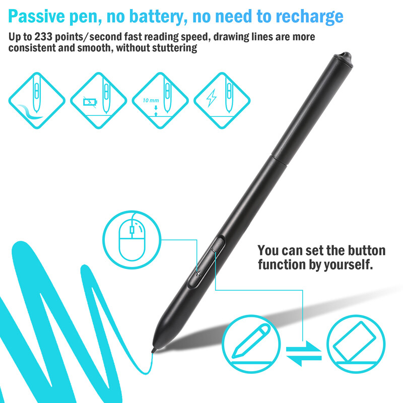 Animation Digital Graphics Drawing Tablet 12 Hot Keys for Windows/Mac/Android
