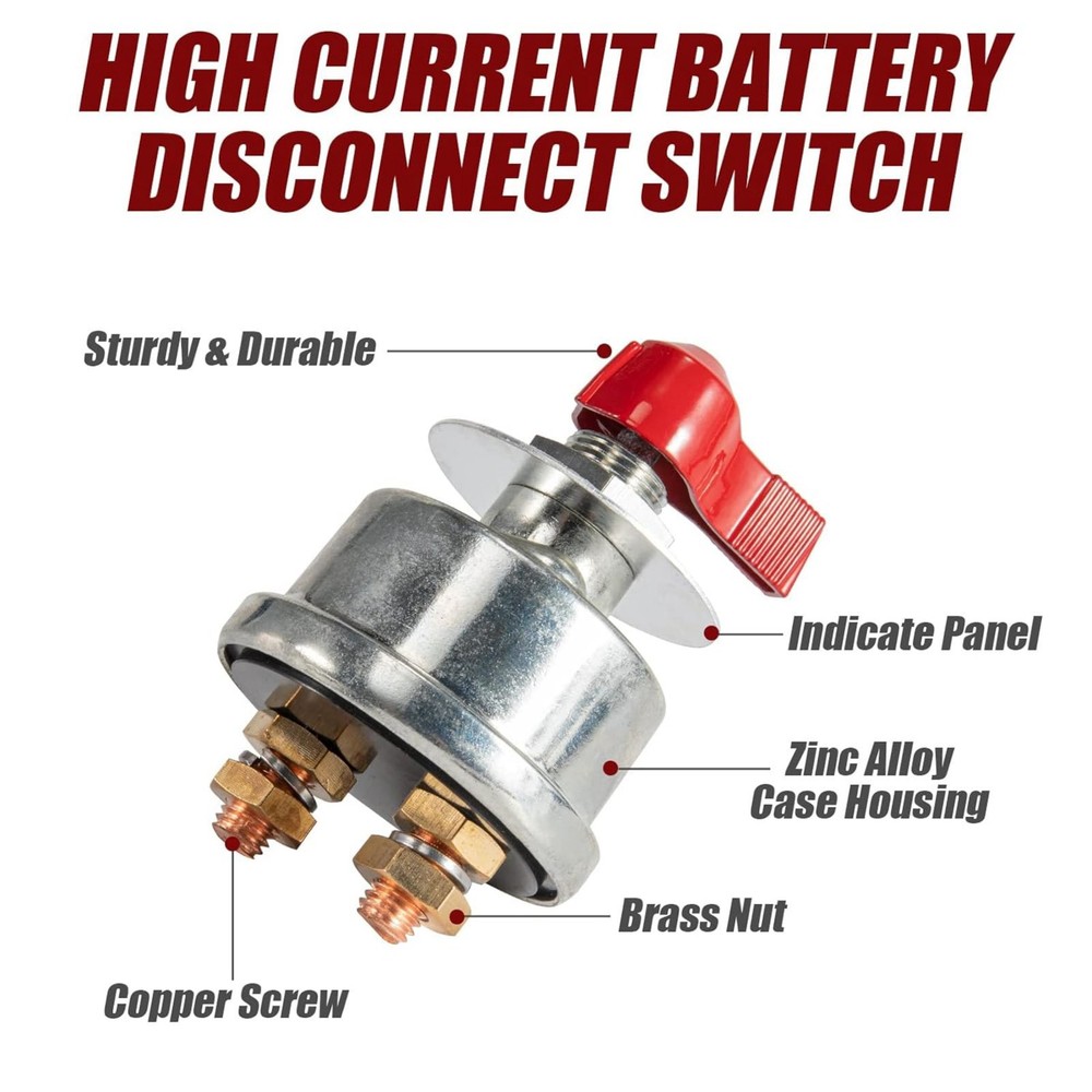 Battery Kill Switch For 12-24V DC Systems With 3/8" Copper Terminal Stud Size