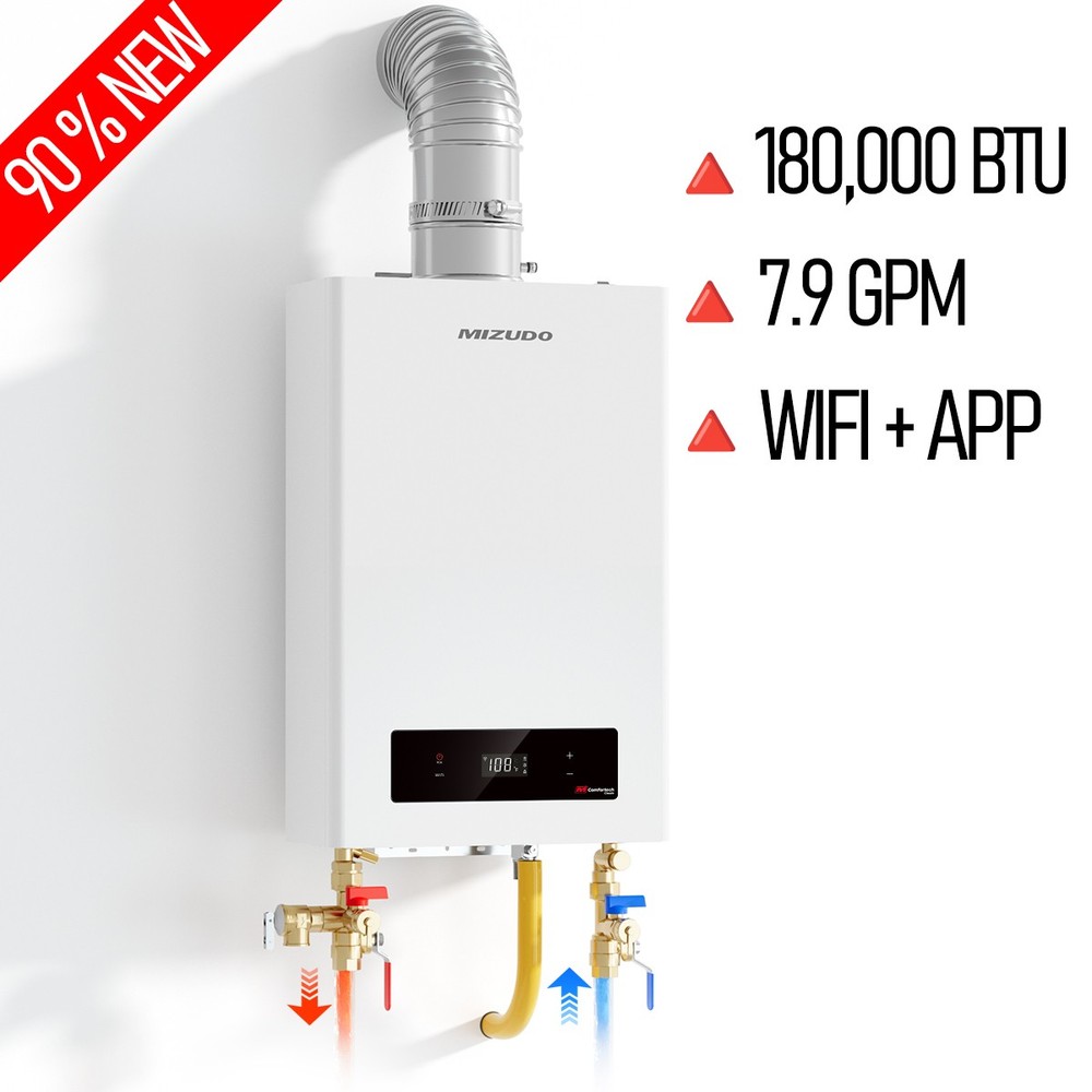 180,000BTU Tankless Water Heater Propane Gas WIFI APP Control For Whole House