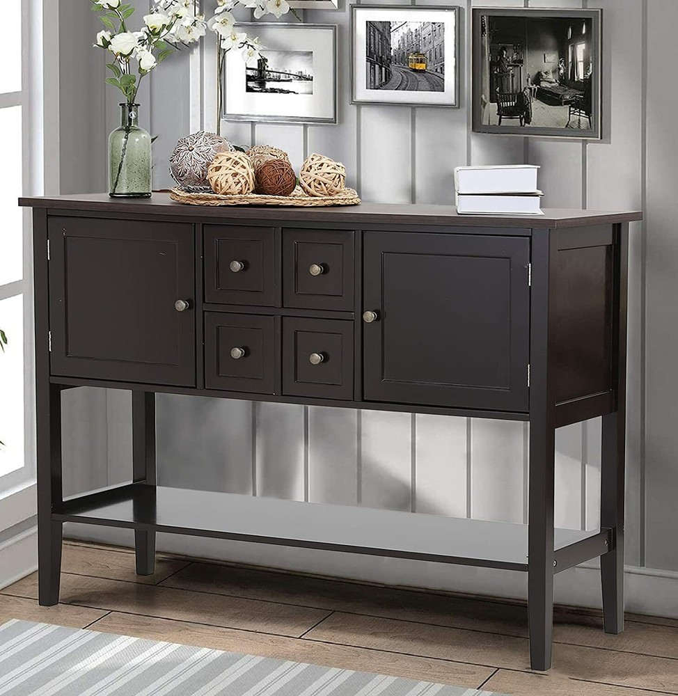 Storage Cabinet Organizer w/ 4 Drawers 2 Doors Sideboard Buffet for Home Kitchen