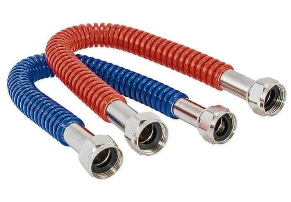 Water Heater Connector Set 3/4FIP x 3/4FIP x 24", Two Coated Stainless Steel