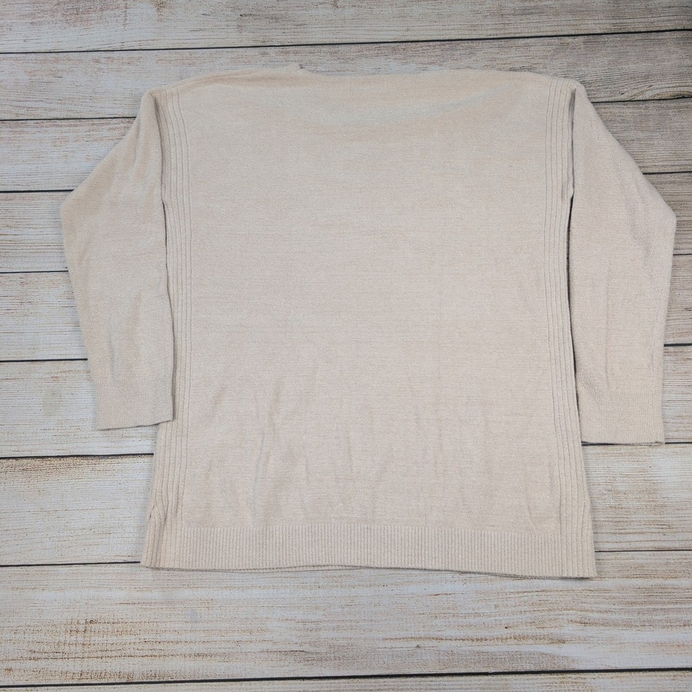 Barefoot Dreams CozyChic Ultra Lite V-Neck Pullover Sweater Beige Medium