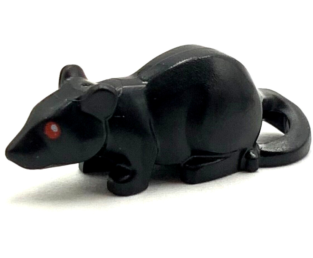 Lego New Black Rat Mouse with Red Eyes Evil Pattern