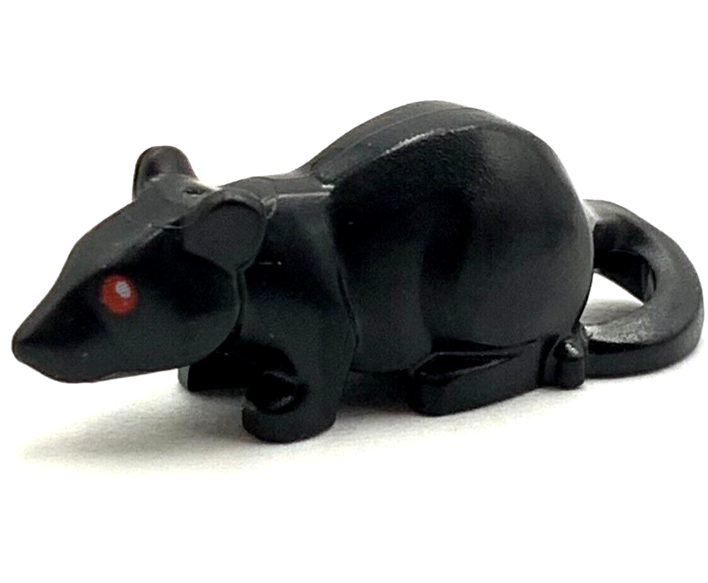 Lego New Black Rat Mouse with Red Eyes Evil Pattern
