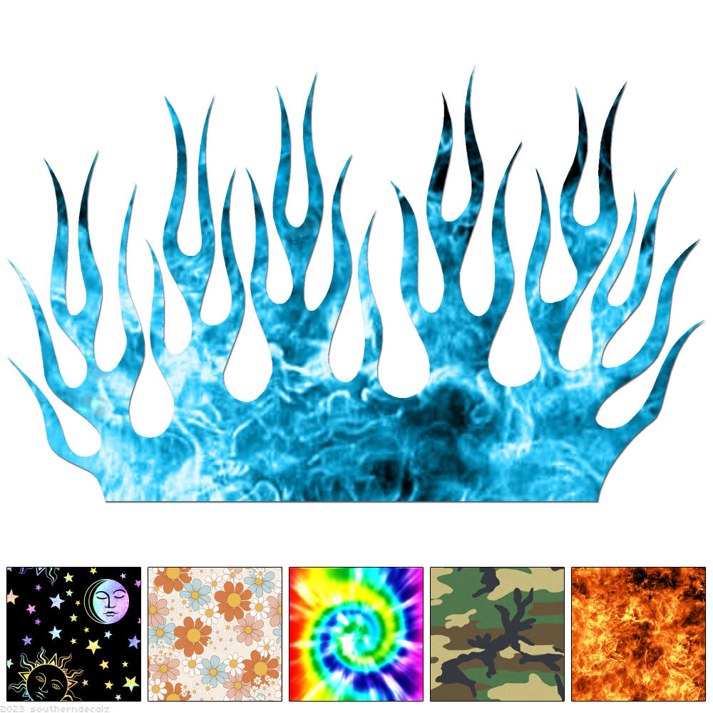 Flames Fire - Decal Sticker - Multiple Patterns & Sizes - ebn7263
