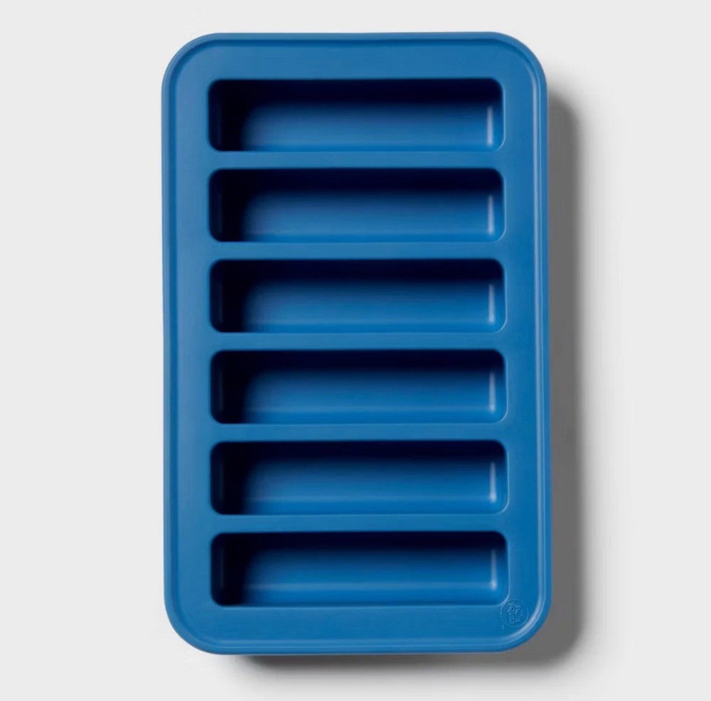 Sun Squad Rectangle Cube Ice Mold Silicone Tray for Large Ice Cubes Blue