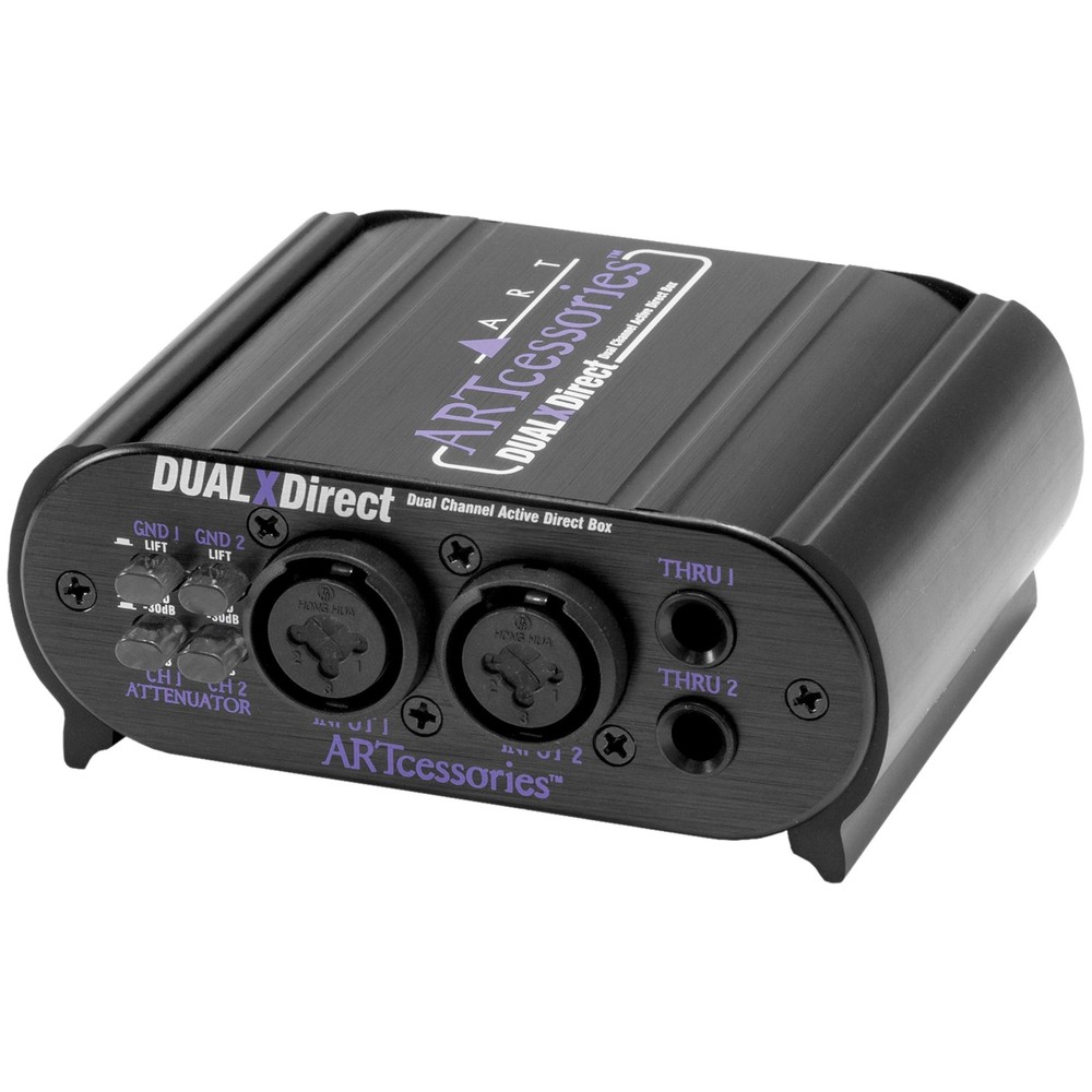 Black Guitar Effect Device DualXDirect Phantom Battery Powered Active Interface