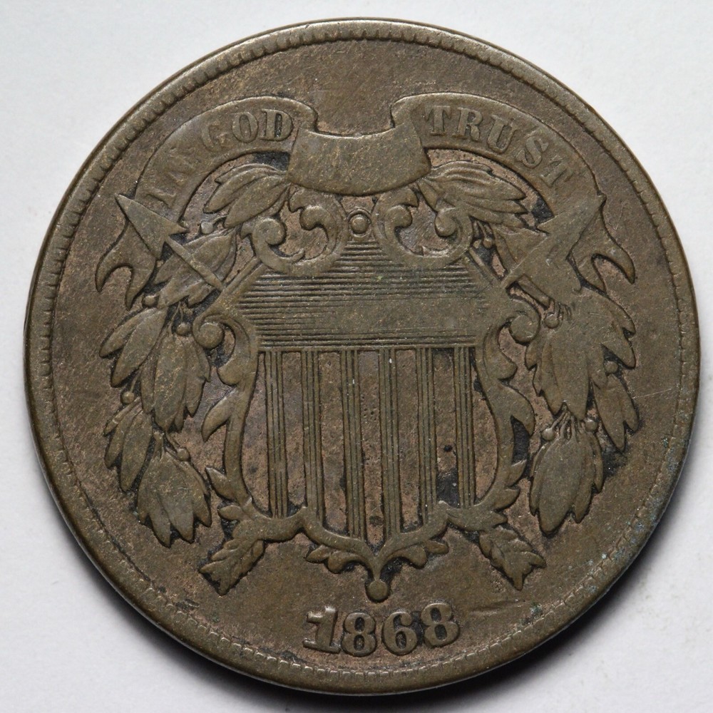 1868 Two Cent Piece VF E351 VQP