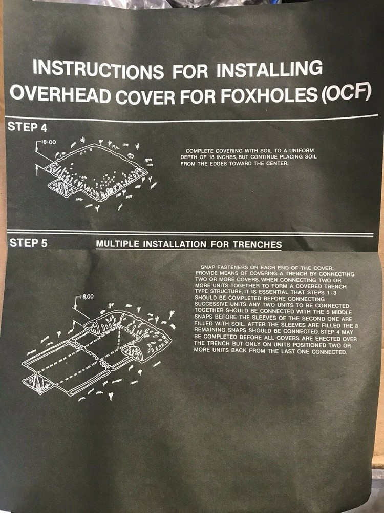 Foxhole Overhead Cover USGI NOS